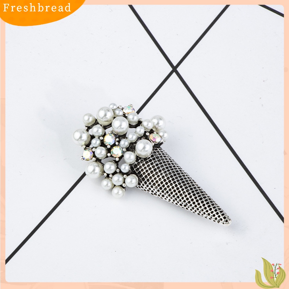 &lt; Freshbread &gt; Unisex Berlian Imitasi Simulasi Mutiara Es Krim Bros Pin Perhiasan Kerah Pernikahan