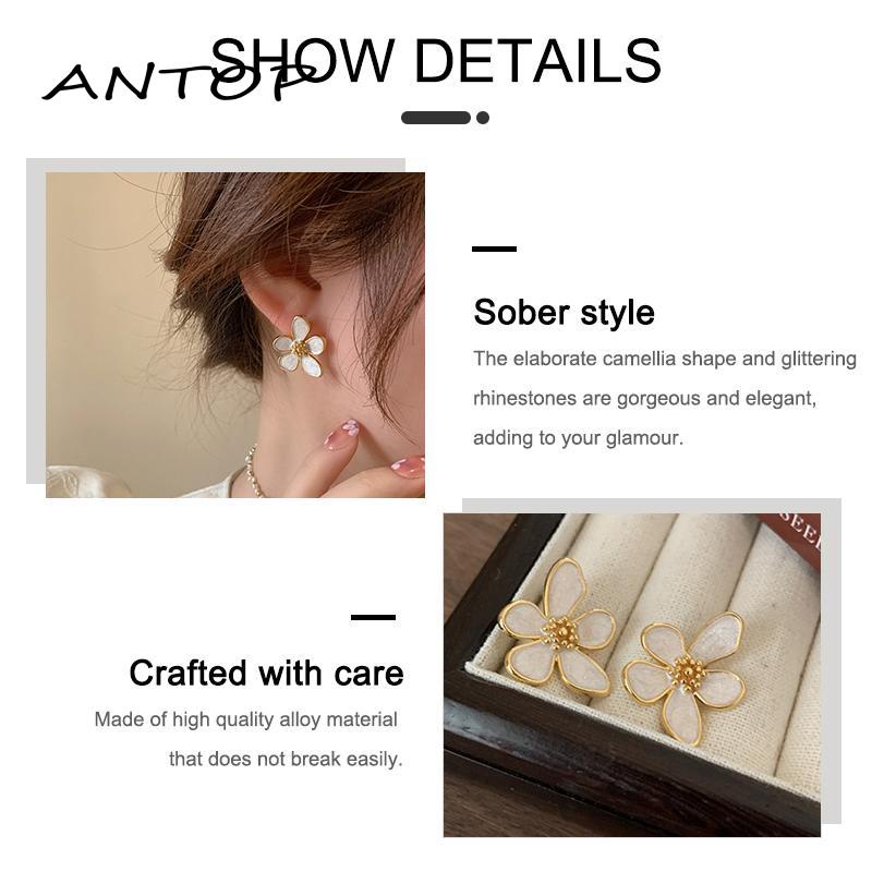 Anting Fashion Sederhana Anting Bunga Camelia Wanita Serbaguna Kecil Segar Rasa Canggih [Yumna]