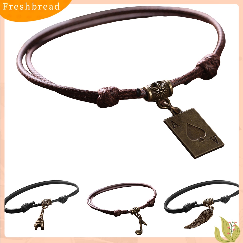 &lt; Freshbread &gt; Sederhana Unisex Poker Bell Berongga Bulan Pesona Adjustable Lilin Tali Gelang Perhiasan