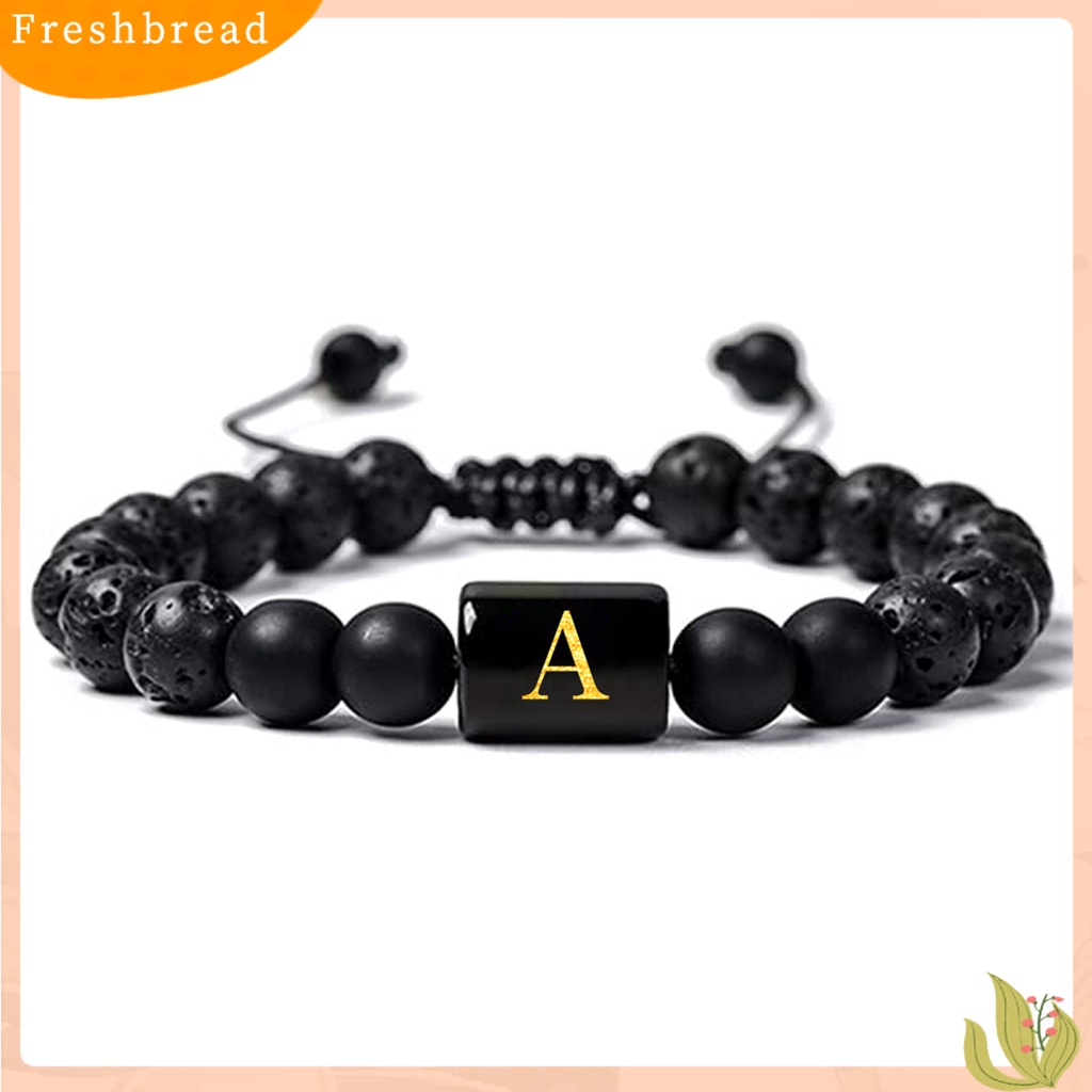 &lt; Freshbread &gt; Unisex Gelang A-Z Huruf Frosted Manik-Manik Batu Imitasi Adjustable Gelang Penghilang Stres Fashion Perhiasan