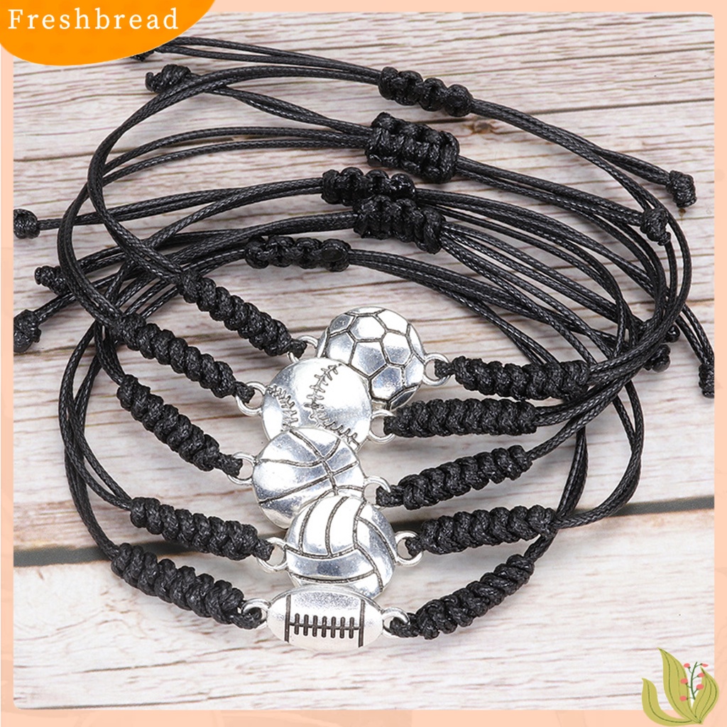 &lt; Freshbread &gt; Gelang Olahraga Sepak Bola Dikepang Unisex Adjustable Wax Line Bracelet Fan Gift