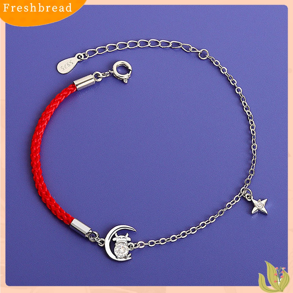 &lt; Freshbread &gt; Tali Merah Braided Bangle Desain Sapi Gelang Rantai Adjustable Wanita Fashion Perhiasan Hadiah Untuk Pesta