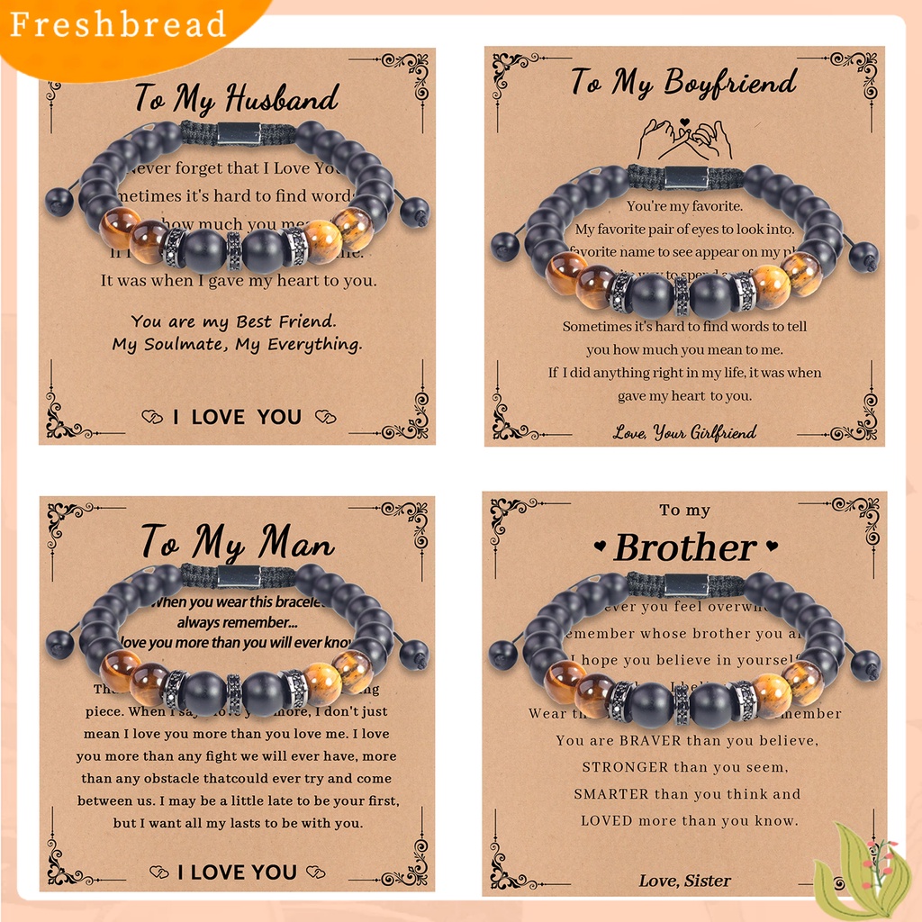 &lt; Freshbread &gt; Pria Gelang Handmade Tali Dikepang Vintage Adjustable Serut Hias Aksesori Tiger Eye Men Bracelet Aksesori Pakaian