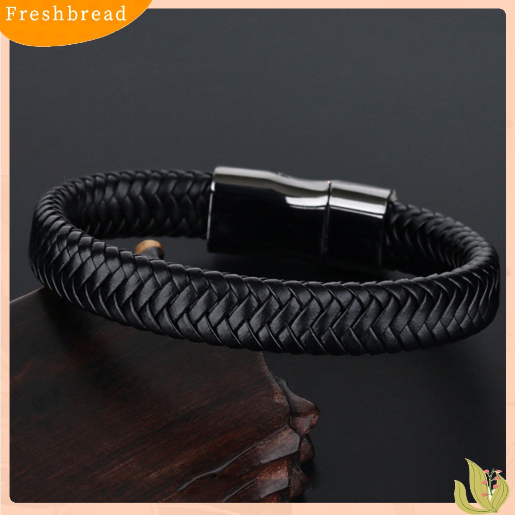 &lt; Freshbread &gt; Vintage Pria Menenun Kulit Imitasi Gelang Bangle Gelang Pesta Perhiasan Hadiah