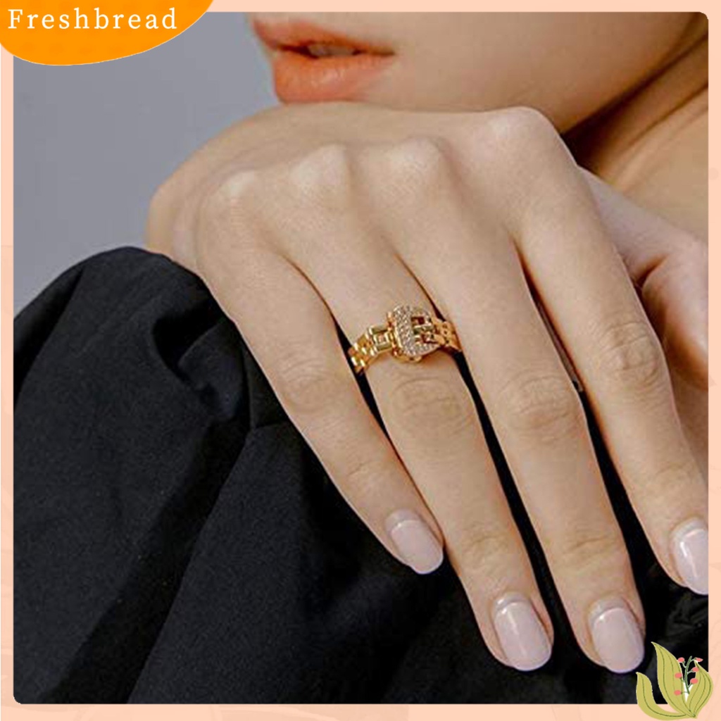 &lt; Freshbread &gt; Cincin Wanita Bergaya Adjustable Cincin Rantai Tahan Air Dapat Diputar Untuk Hadiah