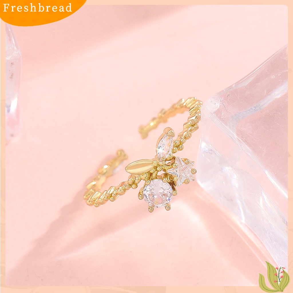 &lt; Freshbread &gt; Wanita Cincin Pembukaan Temperamen Yang Dapat Disesuaikan Tidak Rata Geometris Berlian Imitasi Cherry Bintang Jari Cincin Fashion Perhiasan