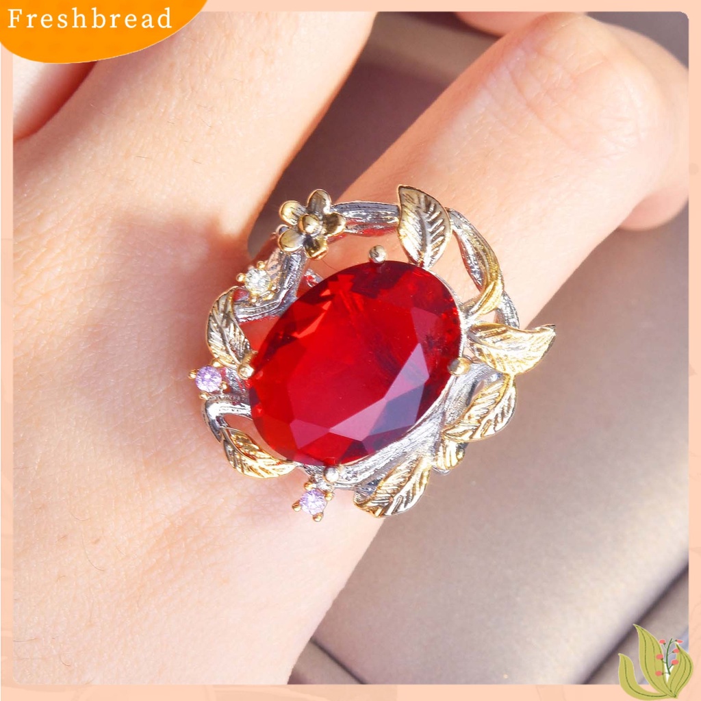 &lt; Freshbread &gt; Cincin Wanita Daun Pembukaan Perhiasan Adjustable Bright Luster Ring Untuk Pakaian Sehari-Hari