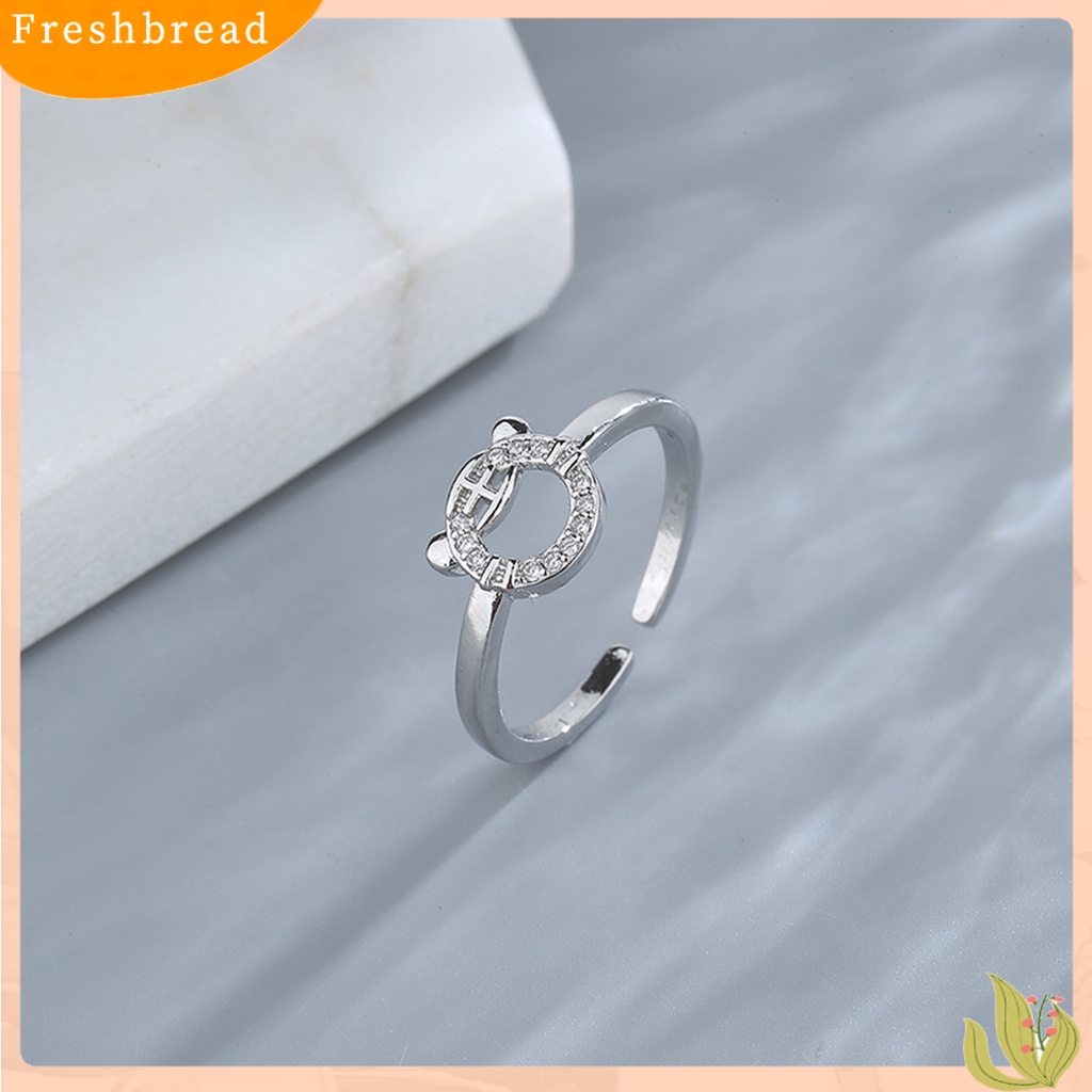 &lt; Freshbread &gt; Pembukaan Cincin High Gloss Dipoles Berongga Keluar Hadiah Ideal Tahan Aus Perhiasan Fashion Berlian Imitasi Perak Mengkilap Zodiak Cina Harimau Wanita Cincin Untuk Pacaran