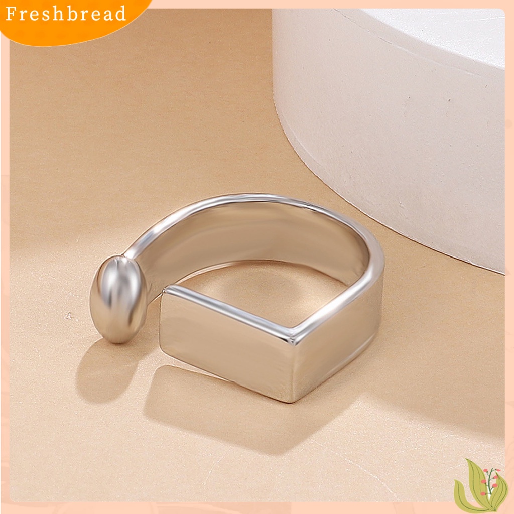 &lt; Freshbread &gt; Lebar Sederhana Paduan Unisex Cincin Berbentuk U Cincin Jari Terbuka Aksesori Perhiasan