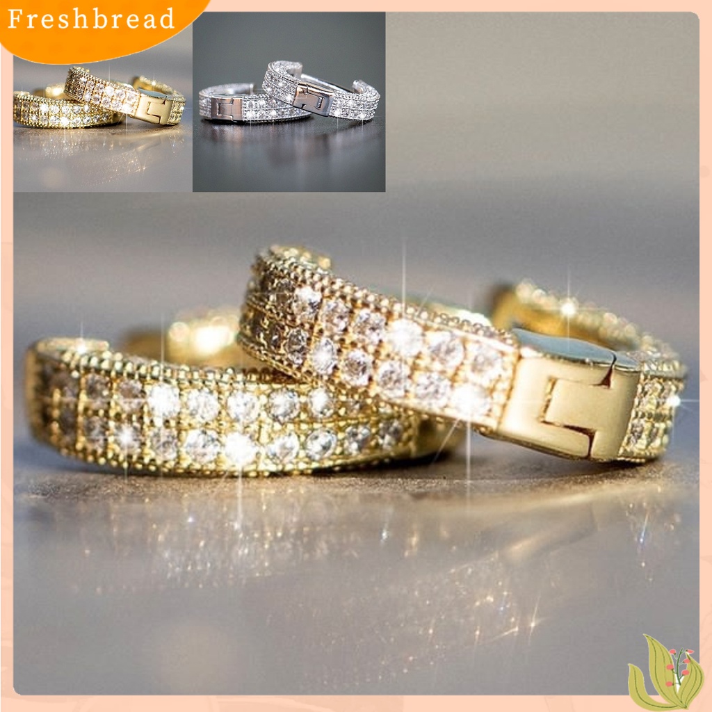 < Freshbread > Wanita Berlian Imitasi Penuh Hias Cubic Zirconia Ear Stud Earrings Perhiasan Aksesori