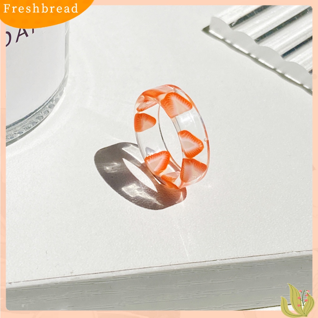 &lt; Freshbread &gt; 7Pcs Cincin Warna-Warni Menarik Nyaman Dipakai Resin Lemon Resin Finger Rings Untuk Hadiah