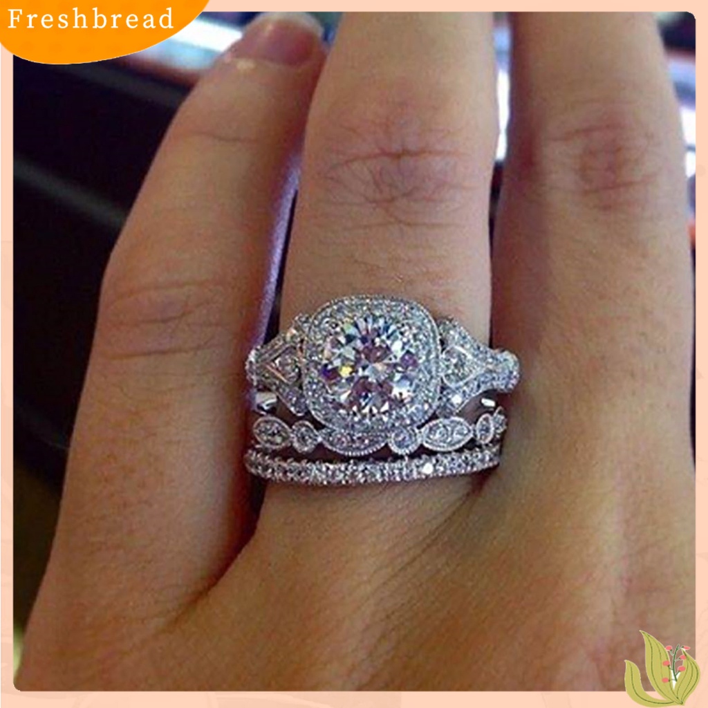 &lt; Freshbread &gt; 3Pcs Cincin Jari Cantik Mengkilap Indah Kreatif Populer Cincin Pernikahan Untuk Pertunangan