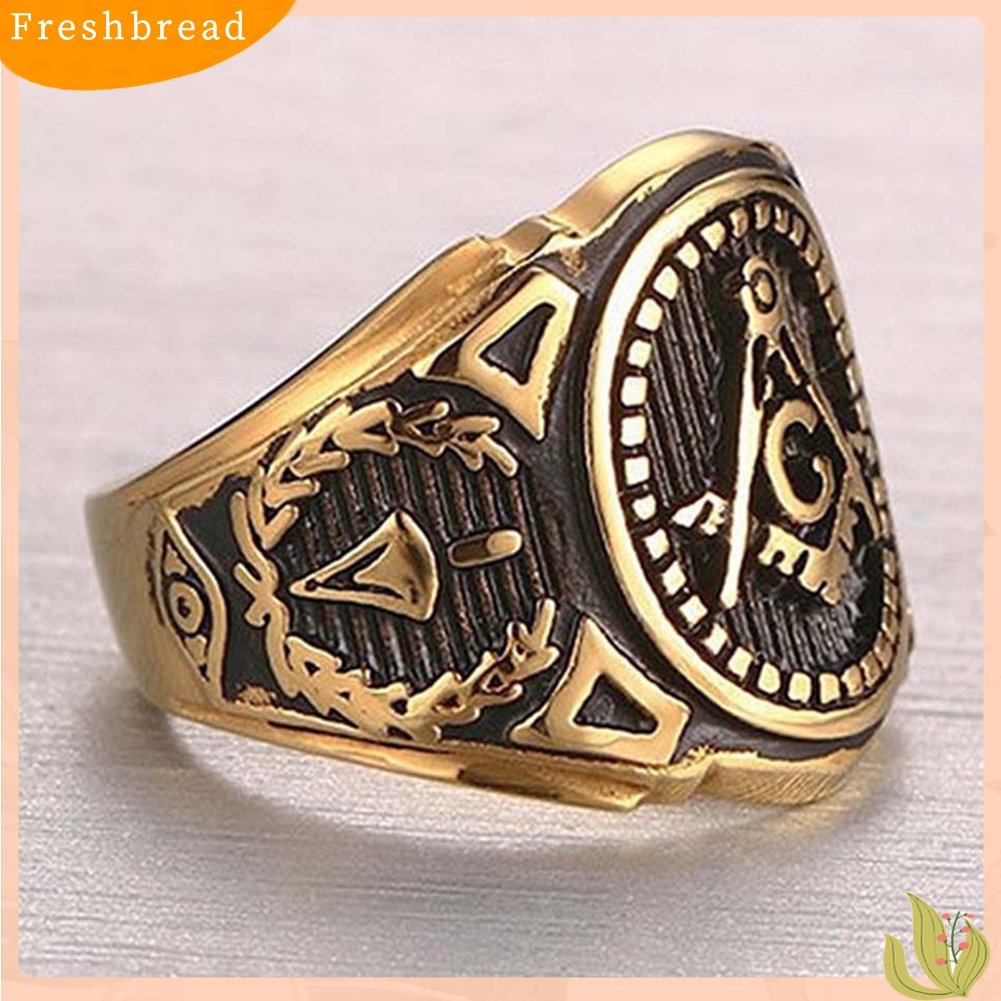&lt; Freshbread &gt; Vintage Alloy Punk Freemason Sign Masonic Cincin Pria Kepribadian Perhiasan Hadiah