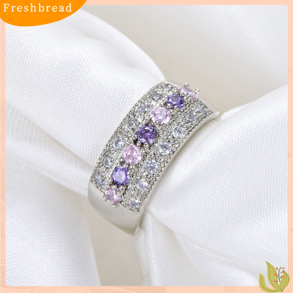 &lt; Freshbread &gt; Paduan Wanita Cincin Electroplating Hias Kristal Imitasi Jari Cincin Perhiasan Aksesoris