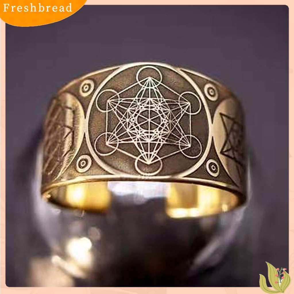 &lt; Freshbread &gt; Pola Hexagram Vintage Unisex Cincin Alloy Pembukaan Yang Dapat Disesuaikan Punk Jari Cincin Perhiasan Aksesori