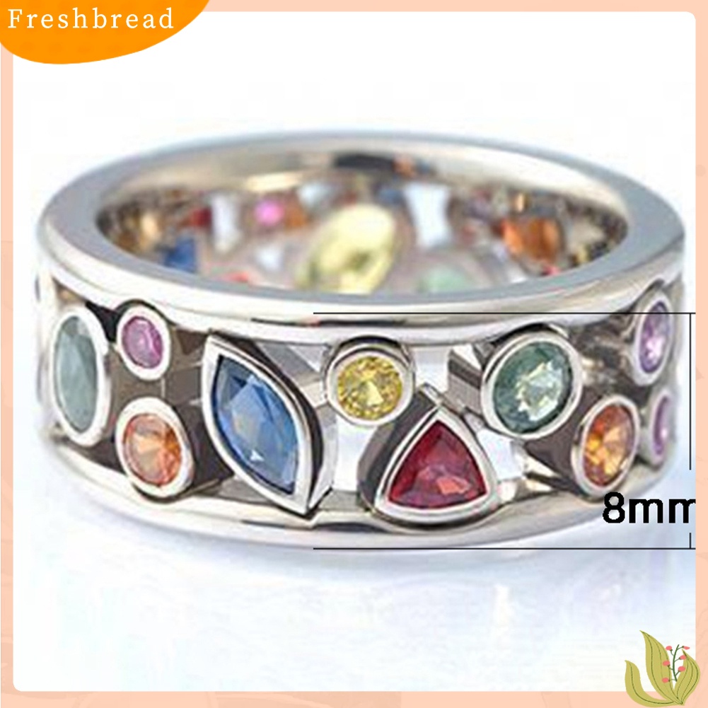 &lt; Freshbread &gt; Pola Geometris Berongga Berlian Imitasi Wanita Jari Cincin Pesta Perjamuan Perhiasan Hadiah