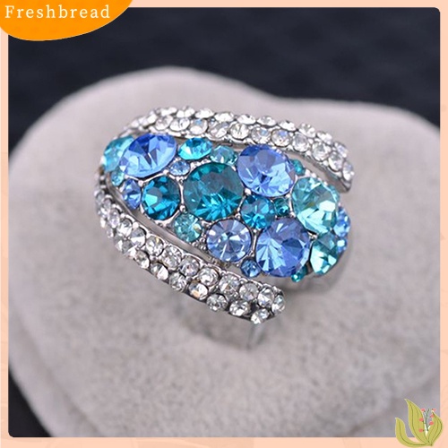 &lt; Freshbread &gt; Cincin Kristal Bening Wanita Lapis Emas 9K Berlian Imitasi Perhiasan Pernikahan Ukuran 6-9