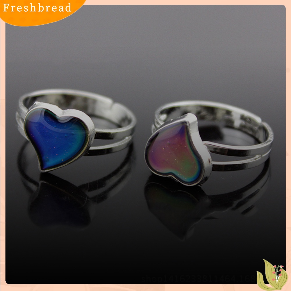 &lt; Freshbread &gt; Unisex Fashion Bentuk Hati Berubah Warna Mood Jewelry Lovers Couple Ring