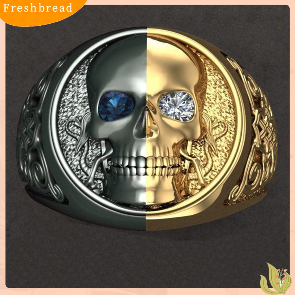 &lt; Freshbread &gt; Cincin Pesta Halus Indah Electroplated Alloy Mengerikan Pria Wanita Cincin Tengkorak Ukiran Untuk Pesta Custom