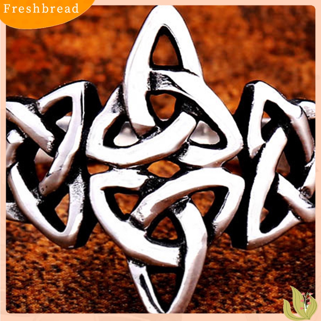 &lt; Freshbread &gt; Pria Celtic Knot Heart Cross Ukir Cincin Jari Bahan Stainless Steel Untuk Pertunangan