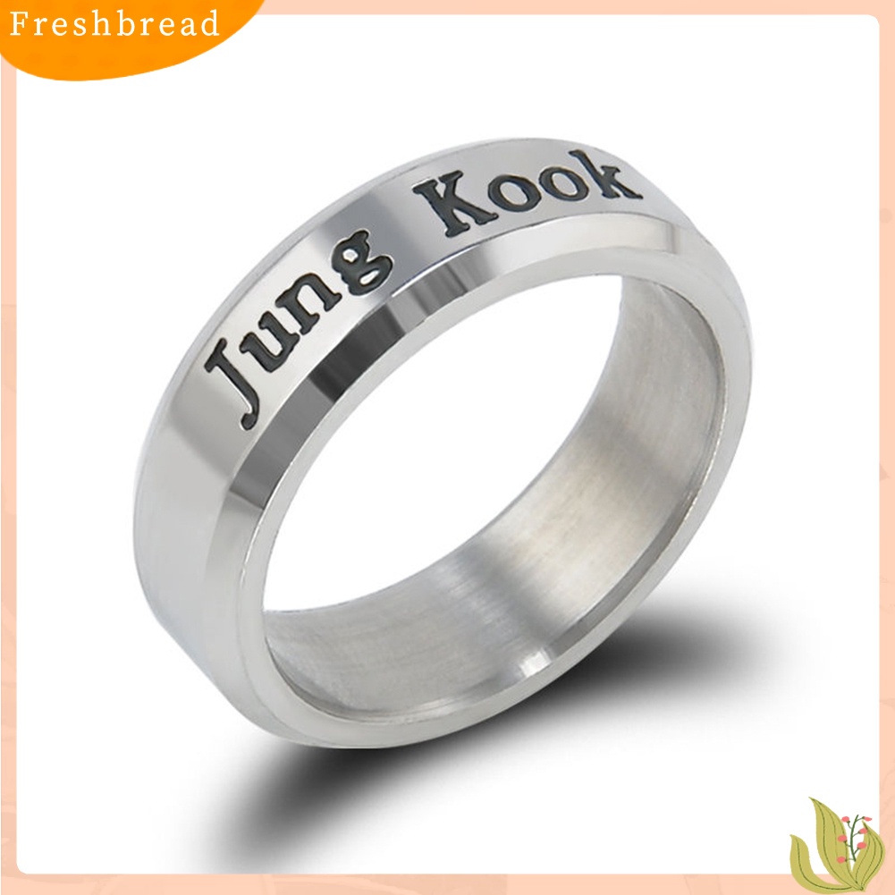 &lt; Freshbread &gt; Fashion Pria Baja Titanium Berlian Imitasi Huruf Ukiran Jari Cincin Perhiasan Hadiah