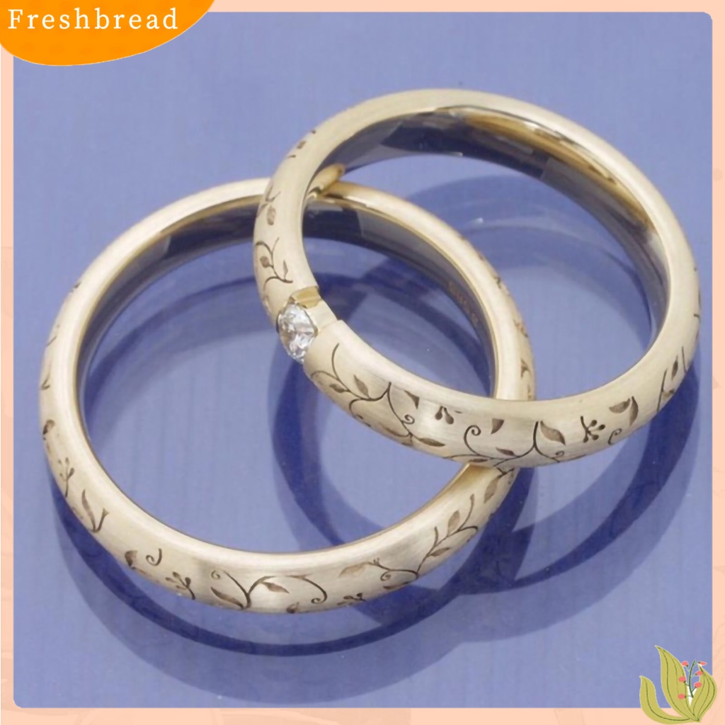 &lt; Freshbread &gt; Cincin Jari Bunga Ukir Elegan Pengerjaan Indah Pasangan Cincin Band Ukiran Untuk Hadiah