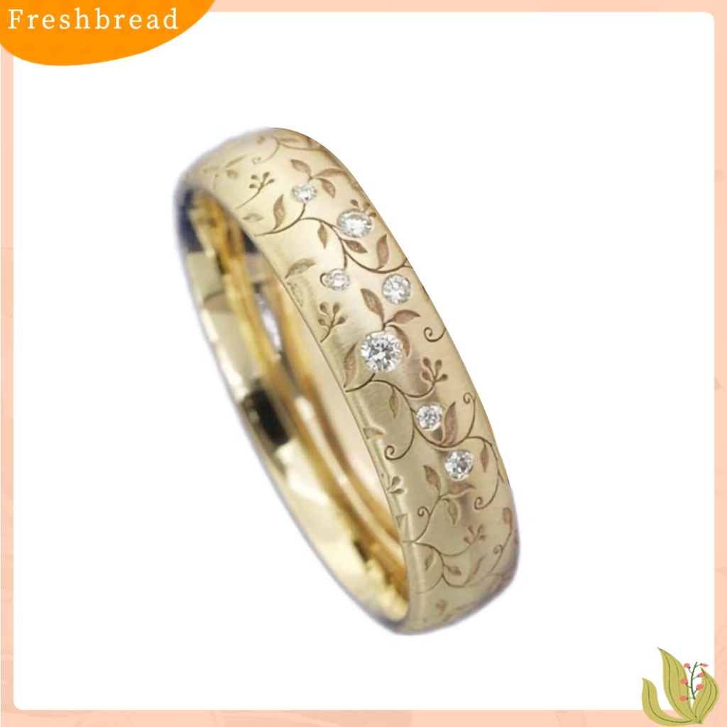 &lt; Freshbread &gt; Cincin Jari Bunga Ukir Elegan Pengerjaan Indah Pasangan Cincin Band Ukiran Untuk Hadiah