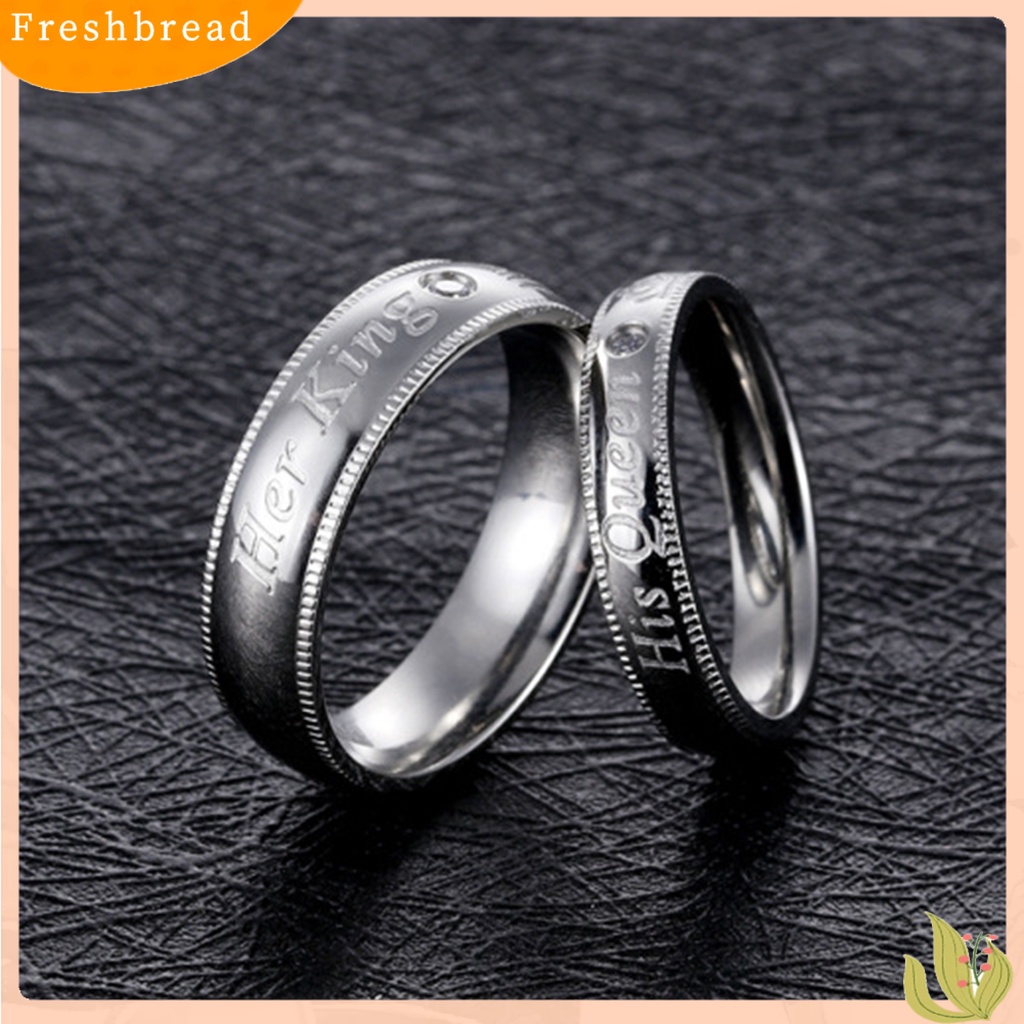 &lt; Freshbread &gt; Cincin Couple Huruf Ukiran Perhiasan Temperamen Kilau Terang Cincin Jari Untuk Hari Kasih Sayang