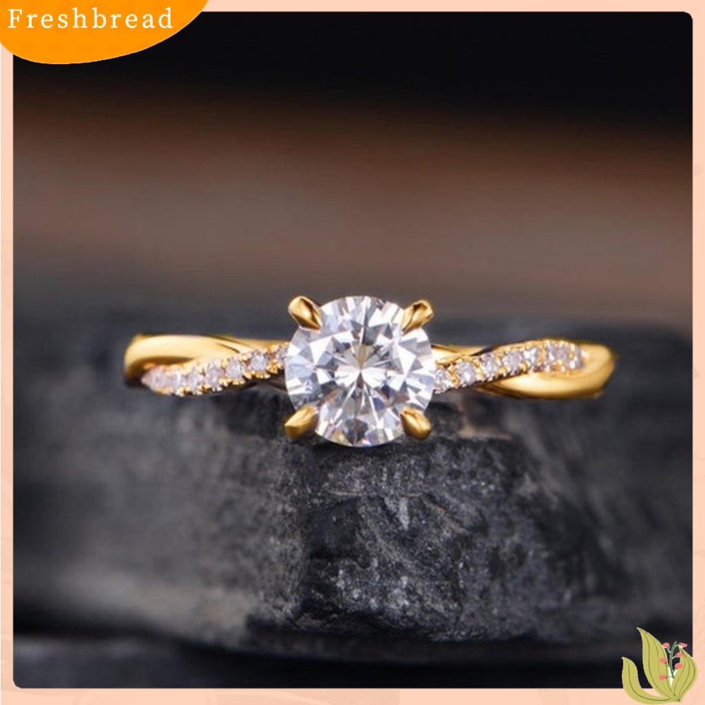 < Freshbread > Wanita Elegan Penuh Berlian Imitasi Bertatahkan Cubic Zirconia Jari Cincin Perhiasan Pernikahan