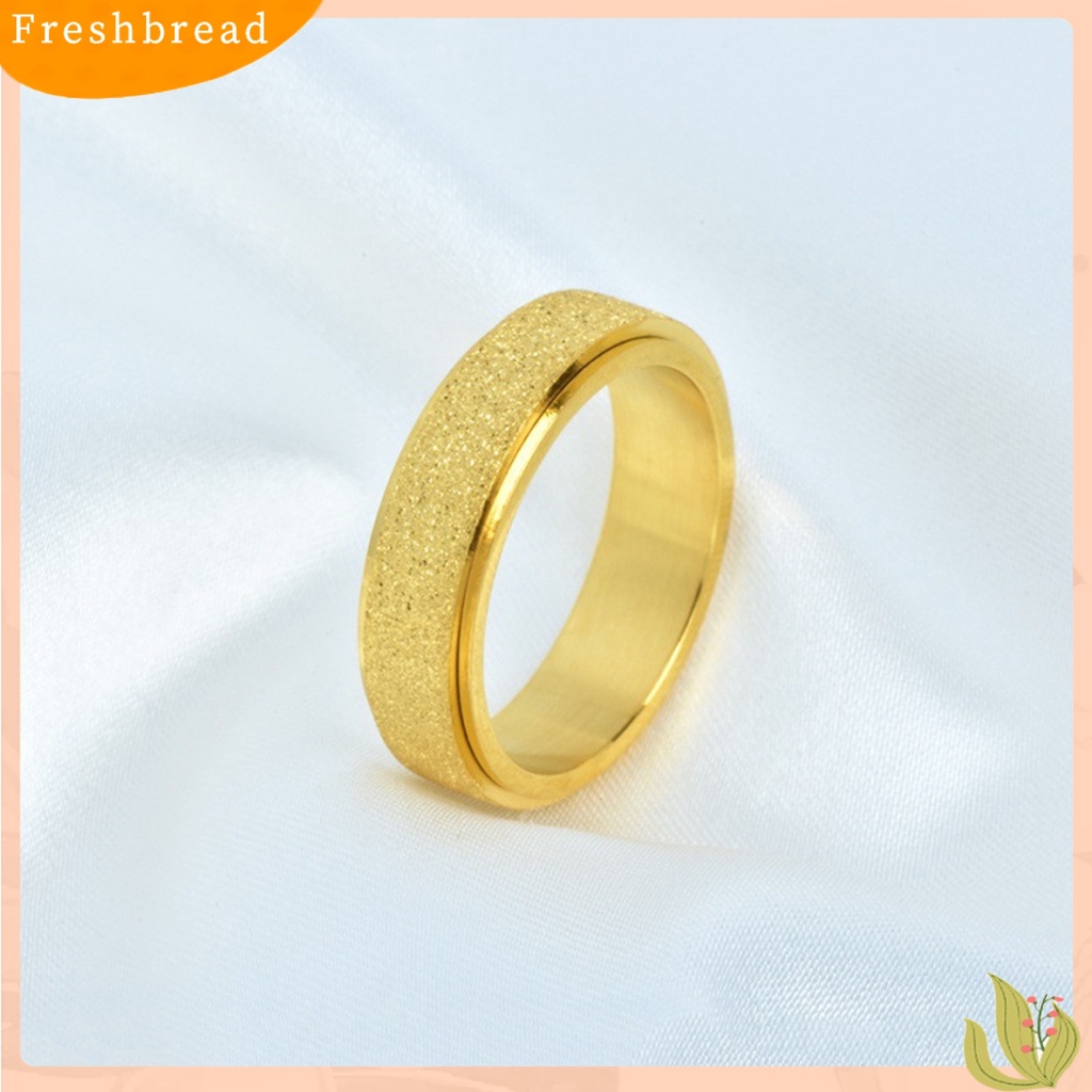 &lt; Freshbread &gt; Spinner Cincin Unisex Populer Penghilang Stress Sand Blast Finish Anti-Kecemasan Gelisah Ring Band Untuk Gaun Harian