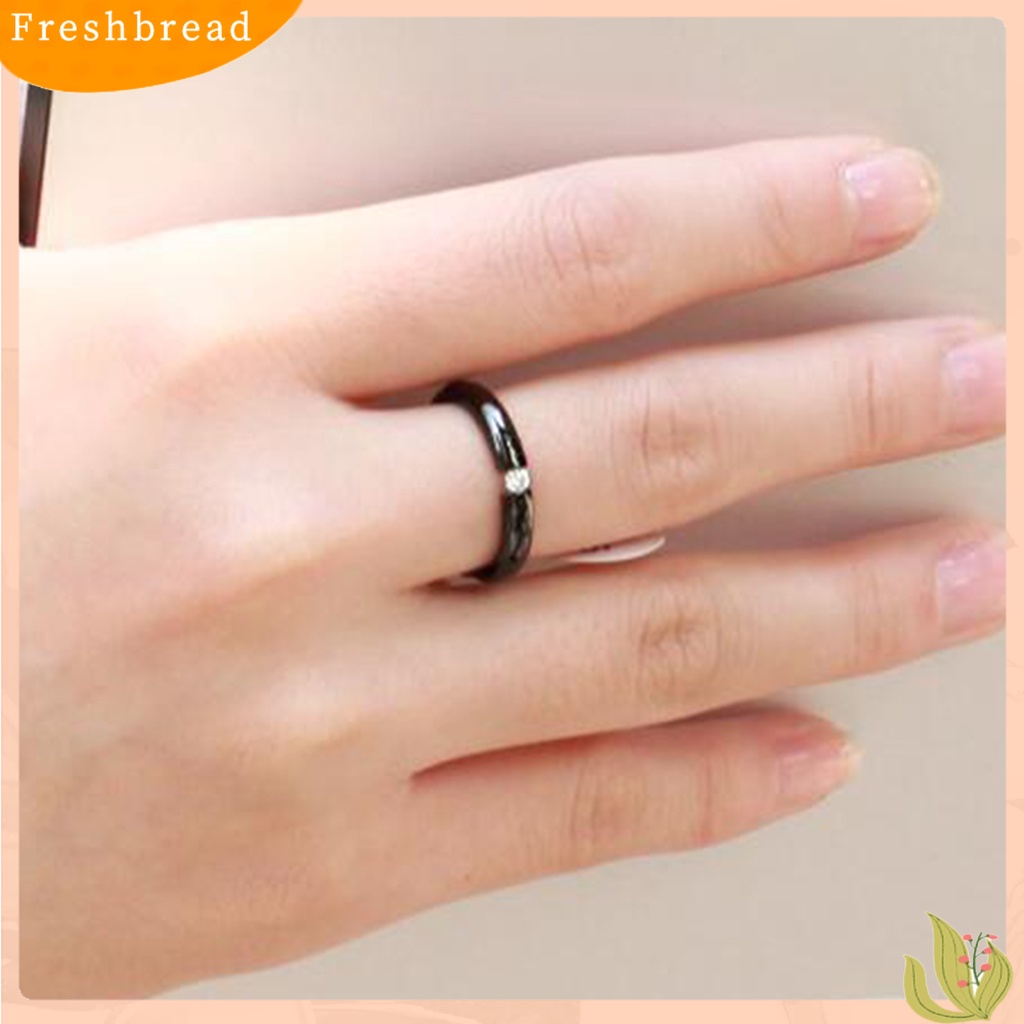 &lt; Freshbread &gt; Cincin Poles Berlian Imitasi Hias Titanium Steel Cincin Kawin Titanium Untuk Pesta