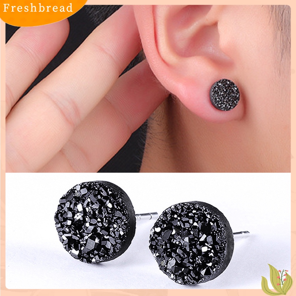 < Freshbread > 1pasang 8mm Ear Studs Bulat Mini Minimalis Perhiasan Fashion Mempesona Anting Pria Wanita Kristal Imitasi Untuk Outdoor