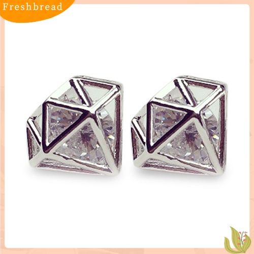 &lt; Freshbread &gt; Wanita Cubic Zirconia Berongga Telinga Studs Earrings Pesta Pernikahan Fashion Perhiasan