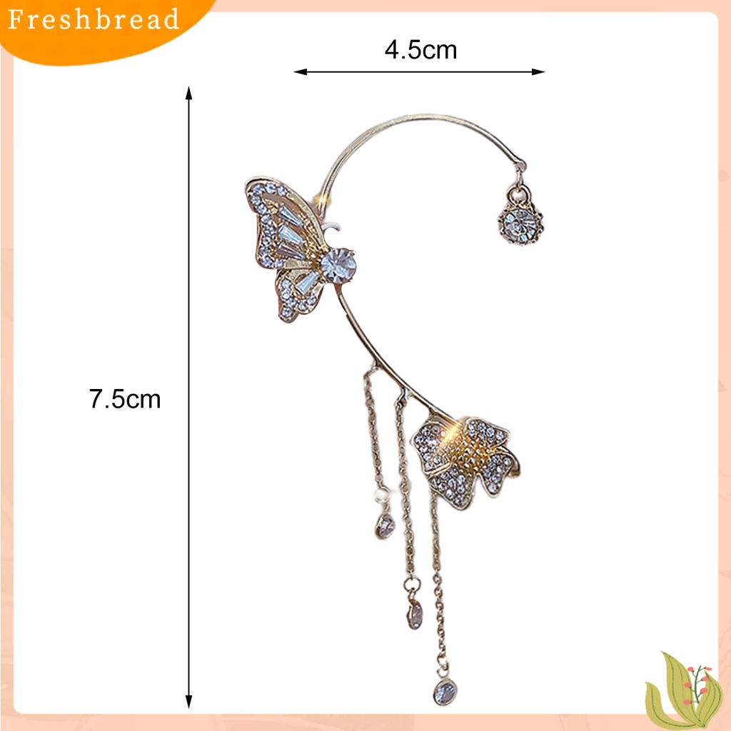 &lt; Freshbread &gt; 1Pc Anting Kupu-Kupu Rumbai Desain Indah Tahan Luntur Tidak Sakit Mudah Dipakai Logam Hias Gaya Kupu-Kupu Elegan Klip Telinga Perhiasan Hadiah Ulang Tahun