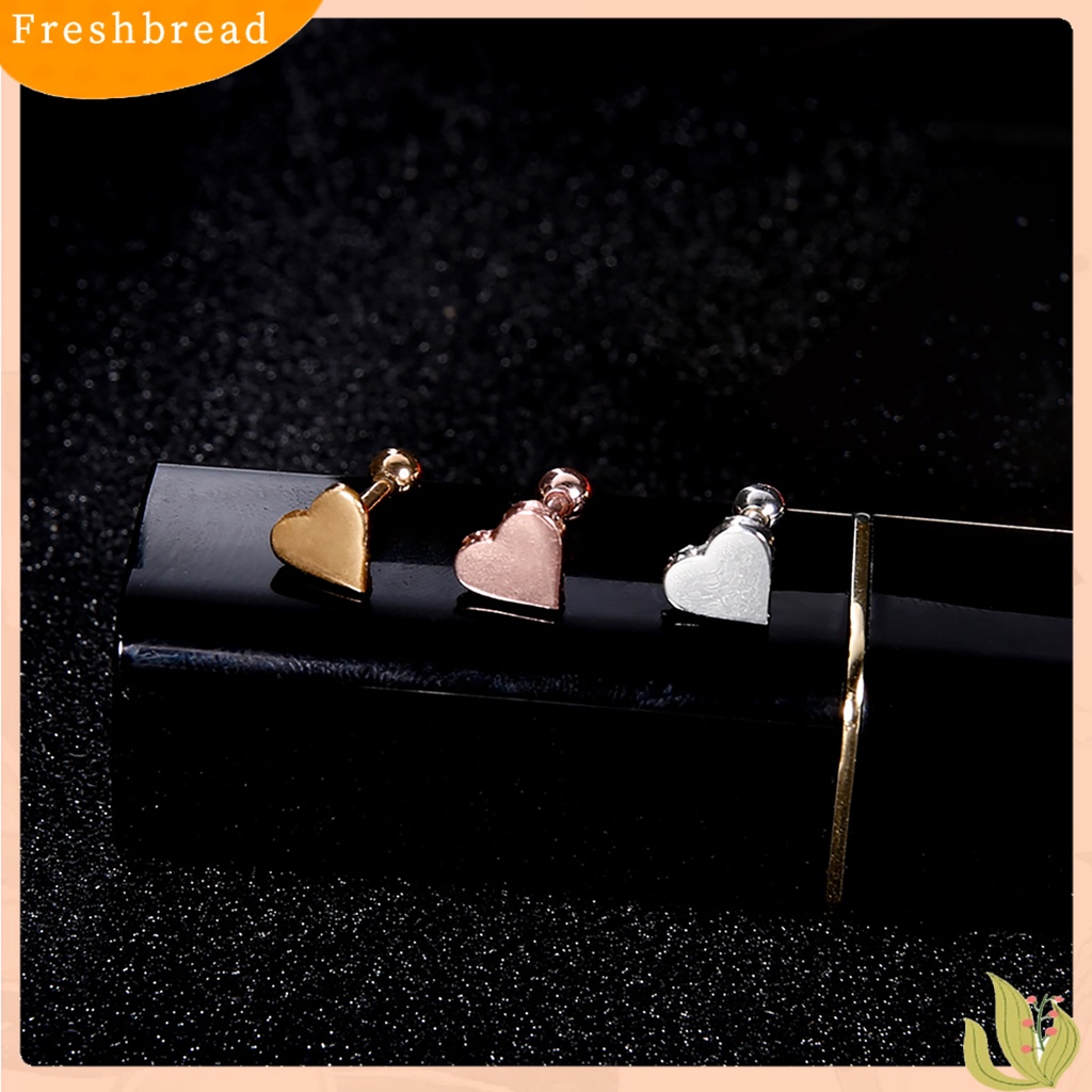 < Freshbread > 1Pc Anting Bentuk Hati Hias Alloy Gadis Geometris Stud Earring Untuk Festival