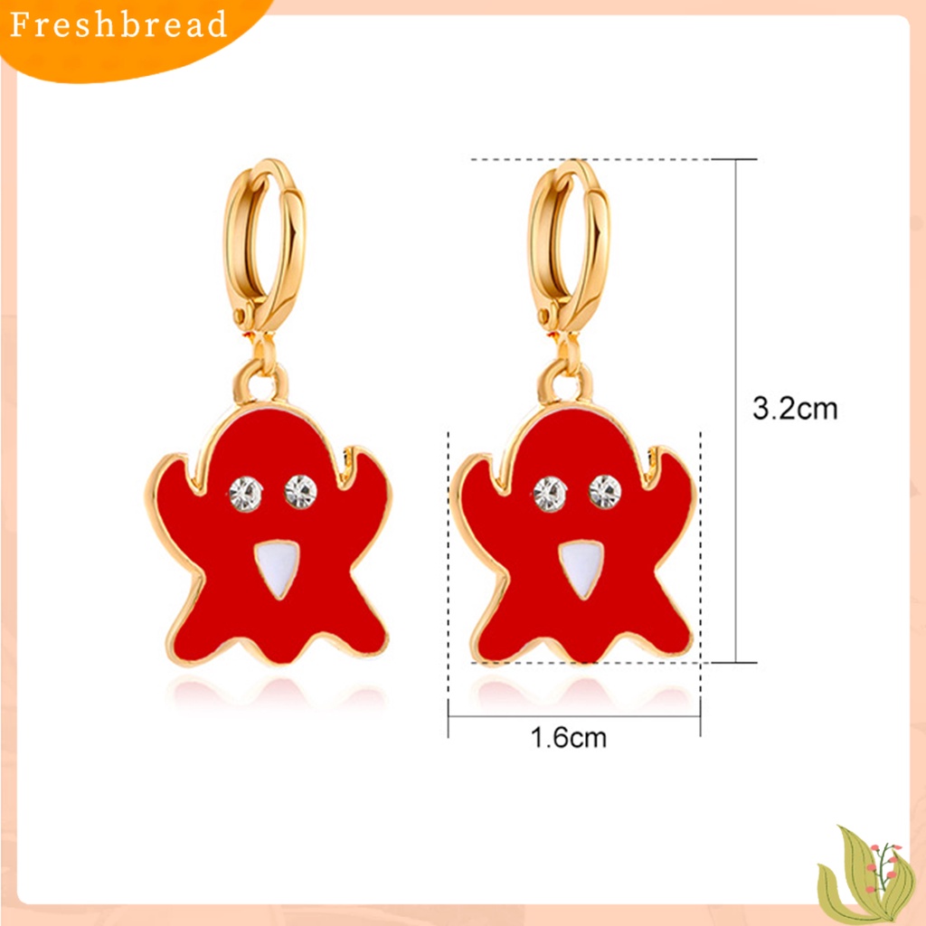 &lt; Freshbread &gt; 1pasang Liontin Hantu Halloween Anting Warna Permen Paduan Berlian Imitasi Wanita Enamel Anting Perhiasan Pesta