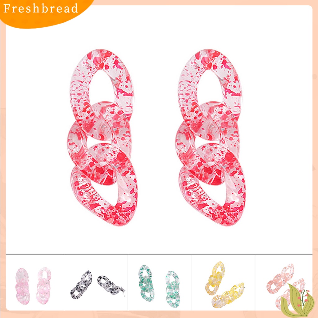 &lt; Freshbread &gt; 1pasang Anting Wanita Rantai Kuba Perhiasan Transparan Geometris Bohemian Drop Earrings Untuk Pesta