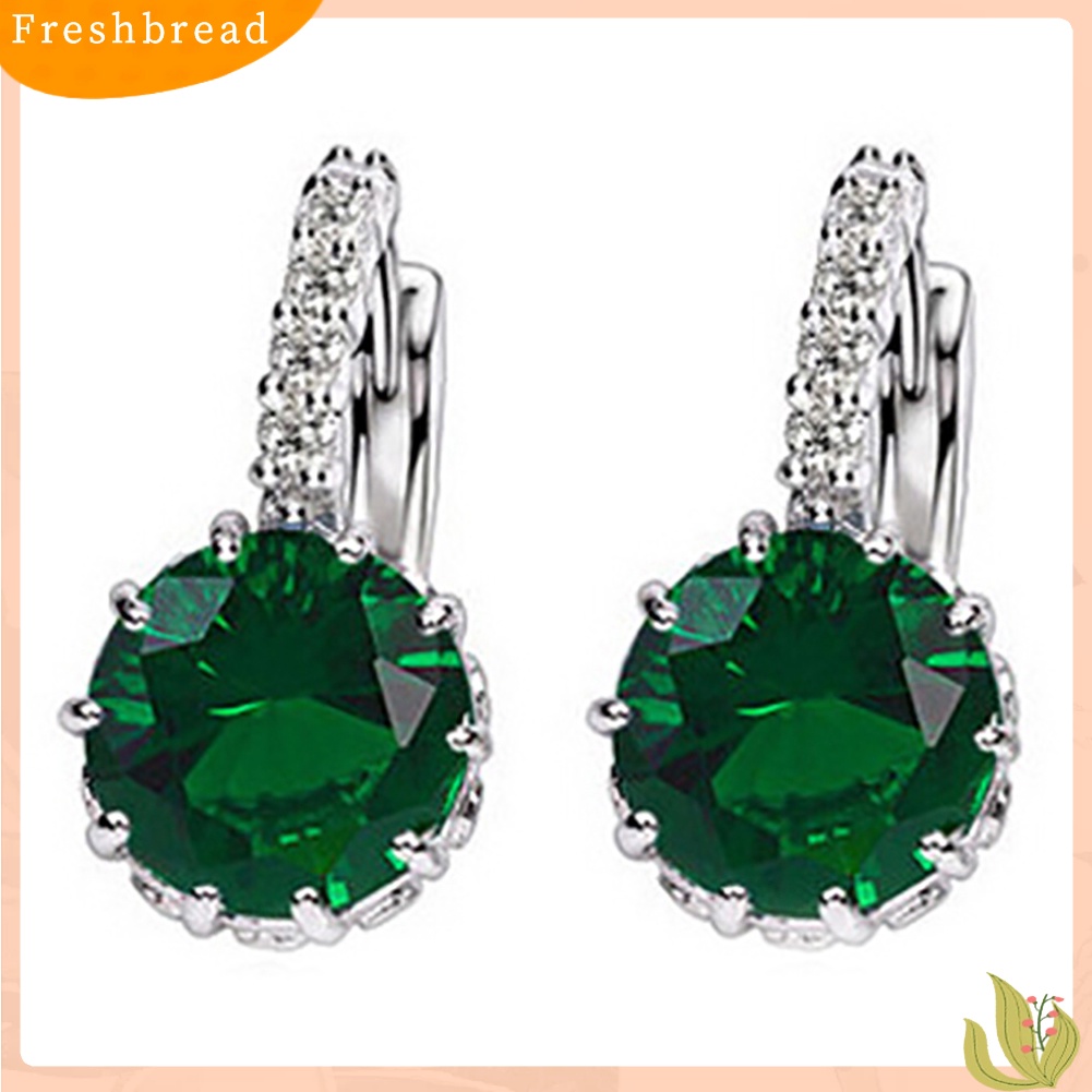 &lt; Freshbread &gt; Wanita Fashion Berlapis Emas 9K Zirkon Berlian Imitasi Huggie Earrings Perhiasan Hadiah