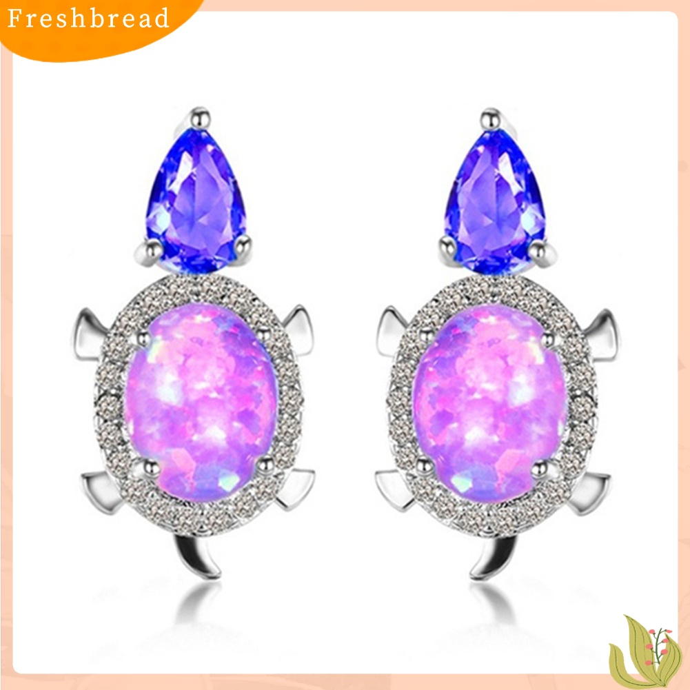 &lt; Freshbread &gt; Fashion Wanita Kura-Kura Imitasi Opal Berlian Imitasi Ear Stud Earrings Perhiasan Pesta