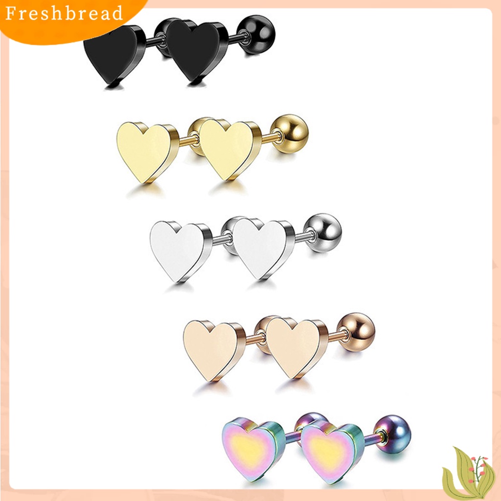 &lt; Freshbread &gt; 1Pc Cartilage Ear Stud Earring Electroplating Geometric Bright Luster Bebas Alergi Nyaman Hadiah Hias Pria Wanita Bentuk Hati Tragus Ear Stud