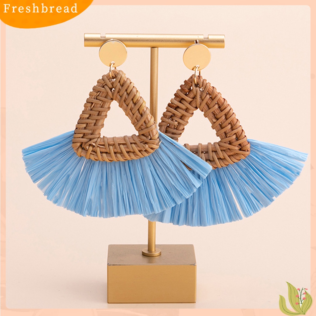 &lt; Freshbread &gt; 1pasang Drop Earrings Braided Berlebihan Gaya Boho Desain Niche Anting Menjuntai Aksesoris Wanita