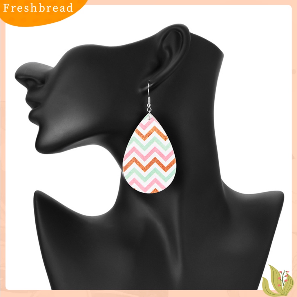 &lt; Freshbread &gt; Fashion Wanita Kulit Imitasi Logam Bentuk Tetesan Air Anting Hadiah Eardrops Menjuntair