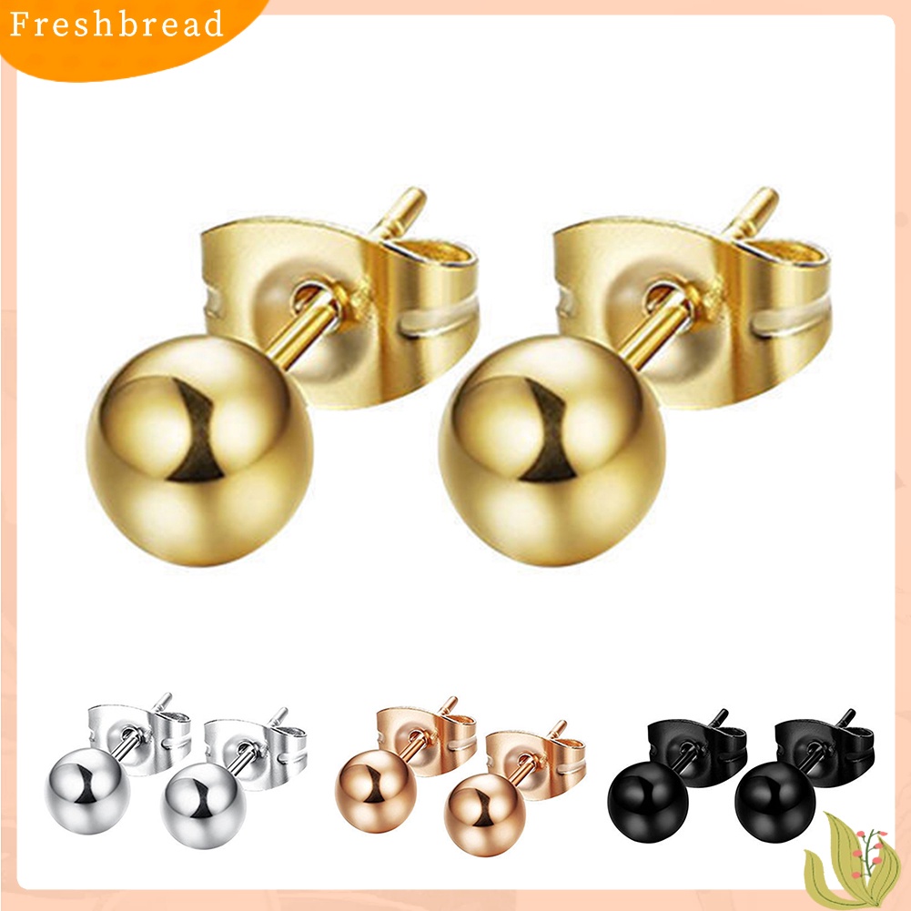 &lt; Freshbread &gt; Fashion Unisex Perak Berlapis Bola Telinga Pejantan Anting Tindik Pesta Perhiasan Hadiah