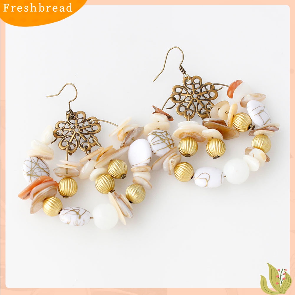 &lt; Freshbread &gt; Warna-Warni Wanita Bohemian Manik-Manik Kait Anting Perjamuan Perhiasan Hadiah Ulang Tahun