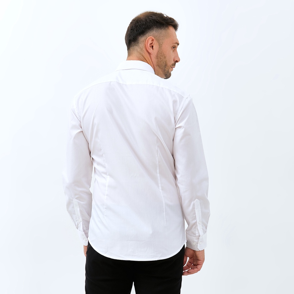 Kemeja Kerja Pria Formal WD &amp; Co. Slim Fit White Oxford | Putih Polos Lengan Panjang | Kemeja Jas Hem Pria