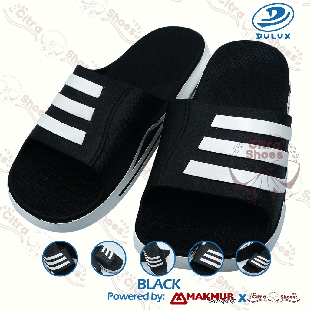 Citra Shoes Sandal Slop Pria Uk 30 - 43 / Sandal Pria Warna Hitam List Putih / Sandal Slip On Kekini