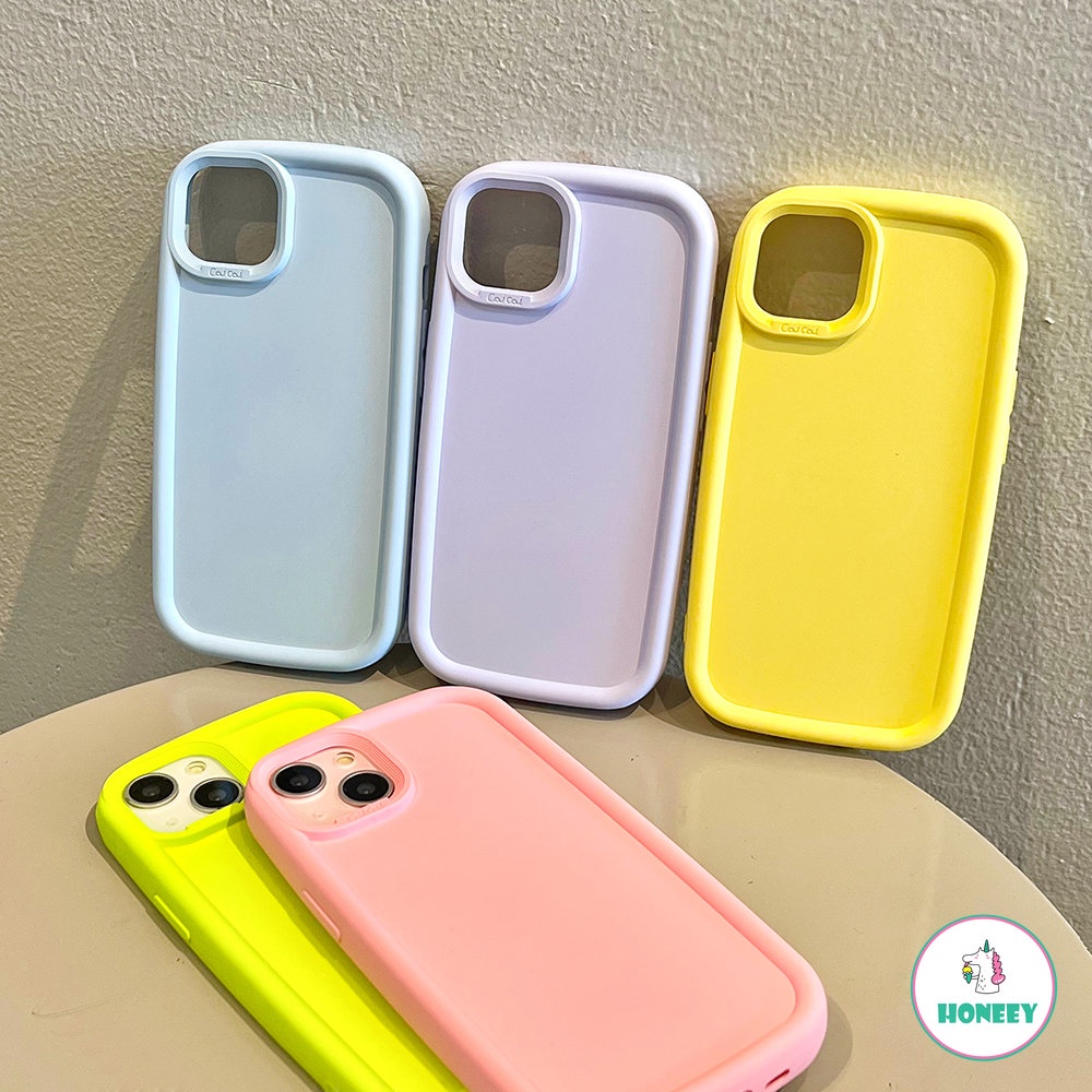 IPHONE Ins Segar Warna Permen Lucu Oval Case Kompatibel Untuk Iphone13 12 11 14 Pro Max Slide Perlindungan Lensa Shockproof Lembut TPU Cover