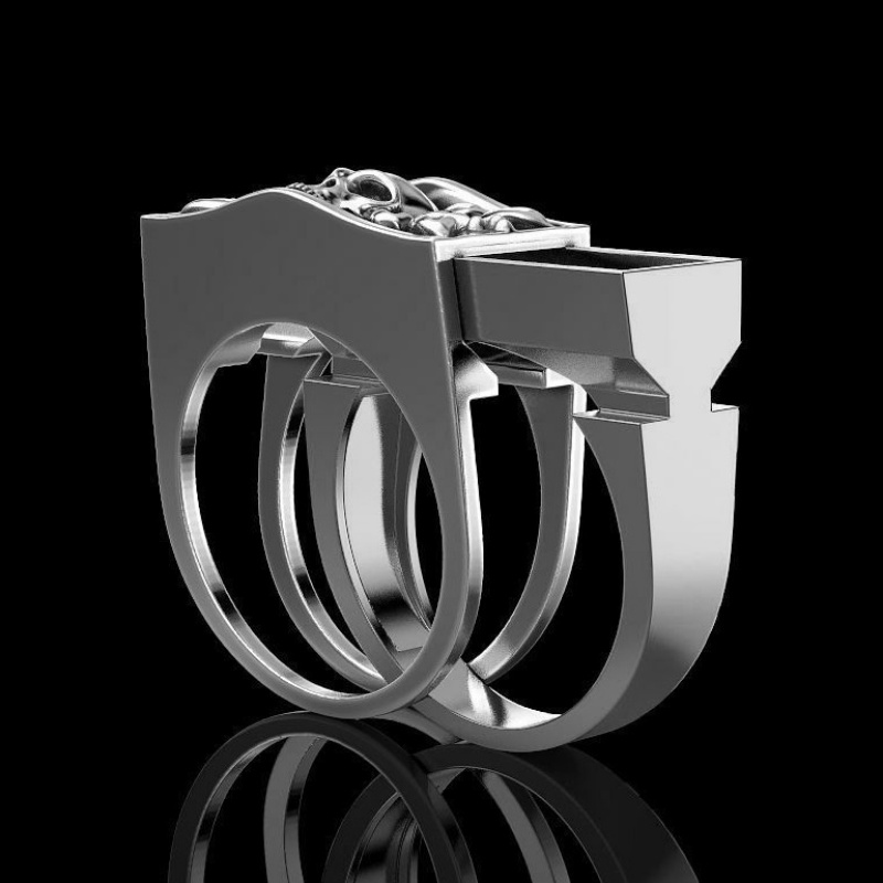 Goldkingdom Aksesoris Perhiasan Fashion Ready Stock Kreatif Cincin Tengkorak Eropa Dan Amerika Gaya Punk Punk Retro Celup Cincin Tengkorak Hitam