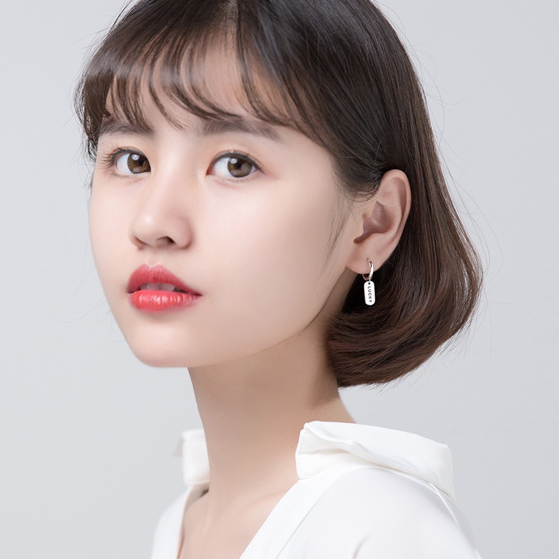 Goldkingdom Aksesoris Perhiasan Fashion Ready Stock Kepribadian Korea Temperamen Lucky Tag Ear Buckle Asimetris Marcasite Retro Earrings Anting.