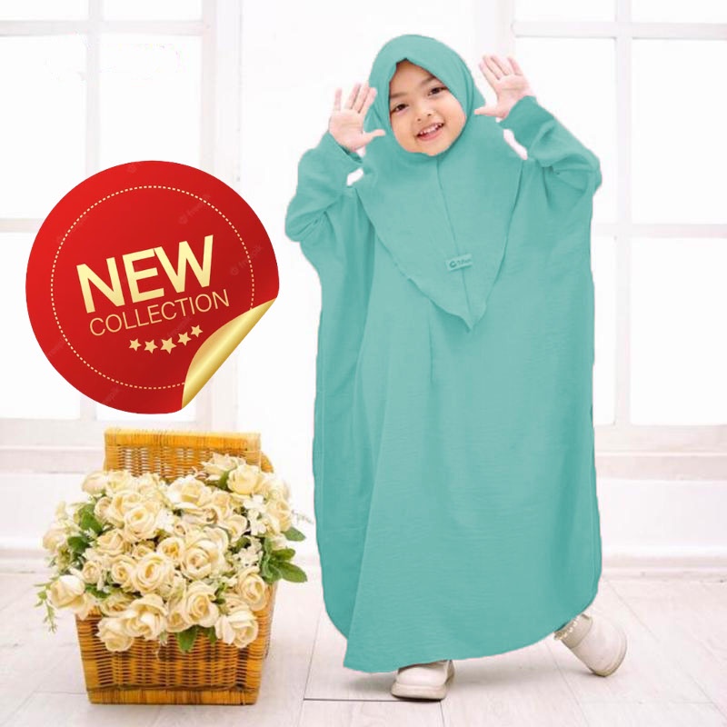 HUMASYARI - Abaya Kaftan Anak Annisa Set Khimar Baju Abaya Anak Dusty Pink Gamis Navy Sage Anak Perempuan Terbaru 2023 / Gamis Anak Remaja Perempuan Abaya Premium / Abaya Anak Setelan Muslim Anak / Gamis Anak 6 13 Tahun Setelan Baju Muslim Anak Abaya Anak